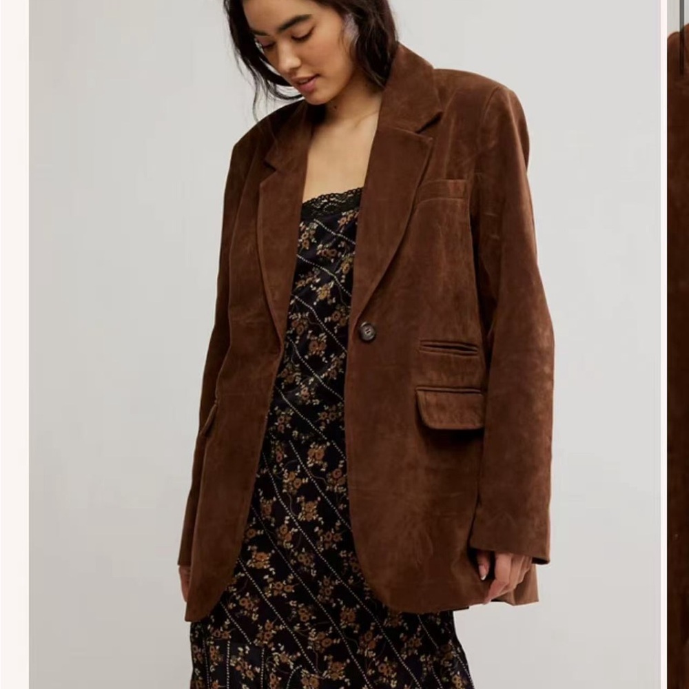 Free People Chocolate Brown Suede Blazer